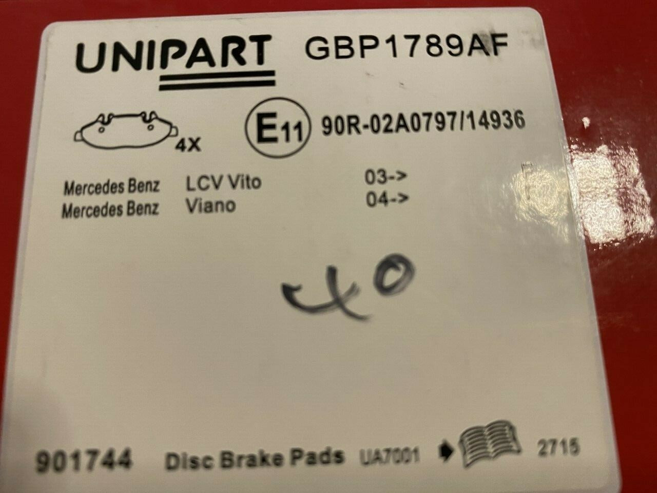 Unipart GBP1789AF Brake Pad Set