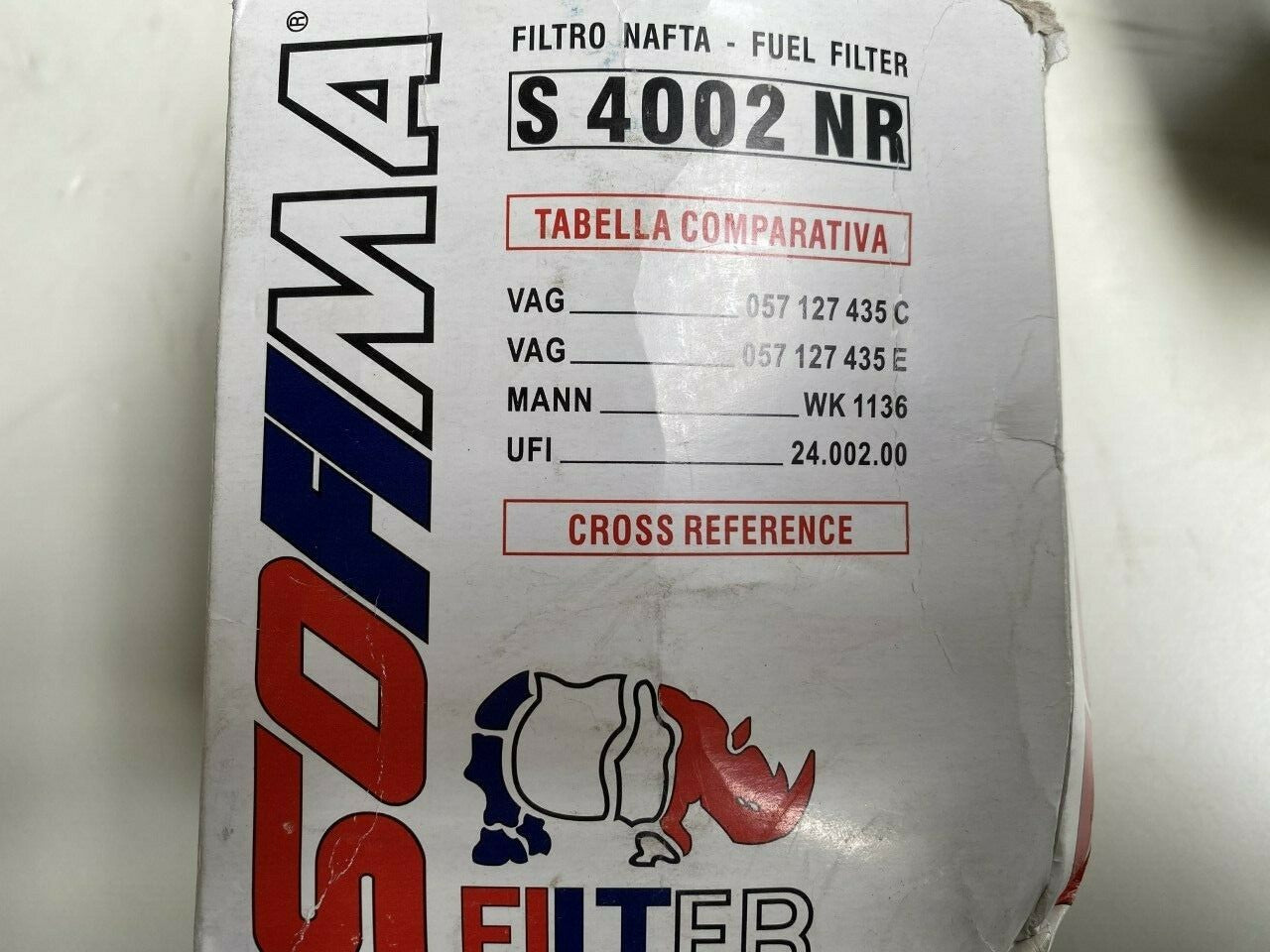 Sofima S4002NR 24.002.00 Fuel Filter fits Audi