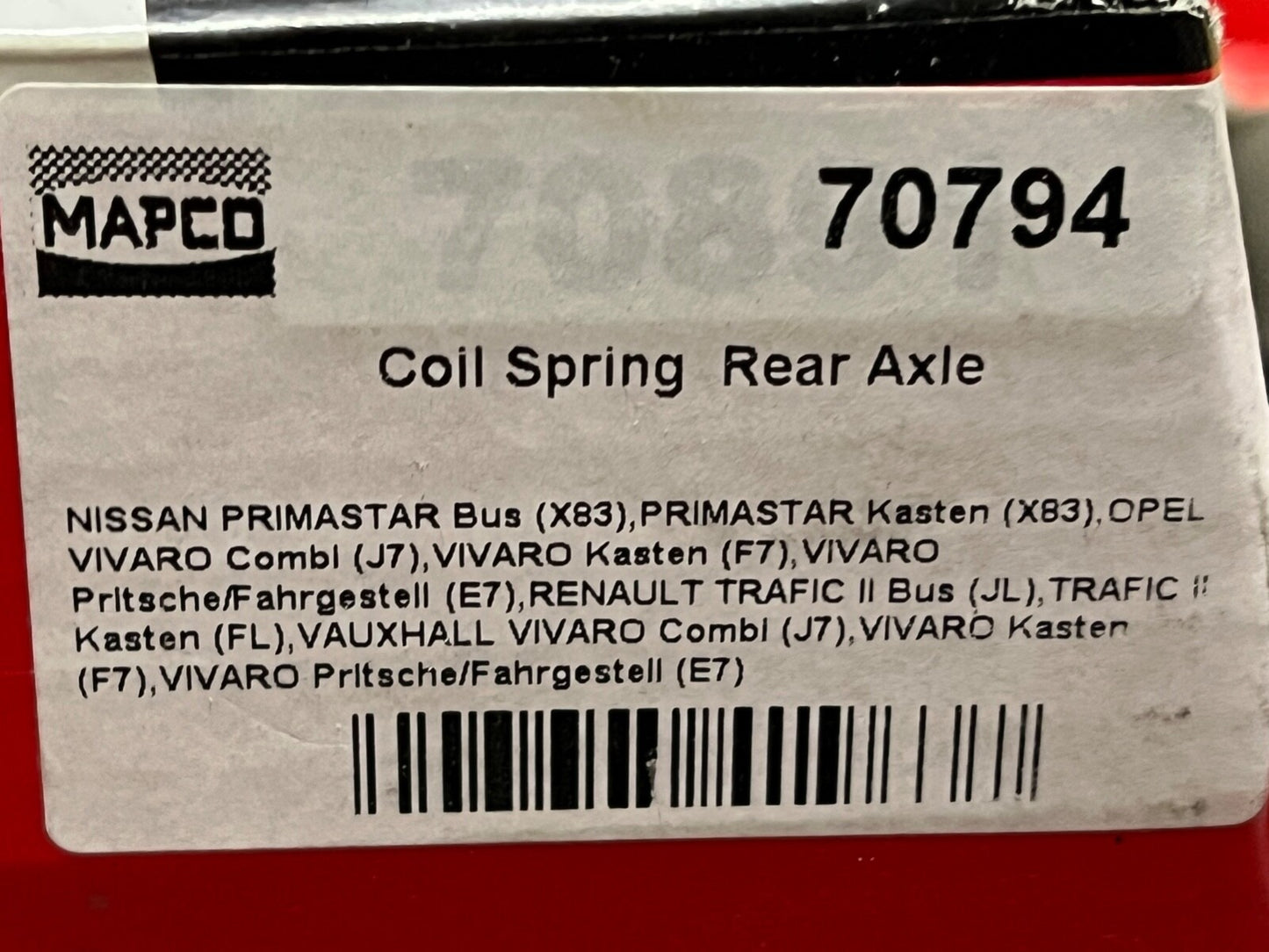 Mapco 70794 Rear Coil Spring fits Nissan Renault Vauxhall