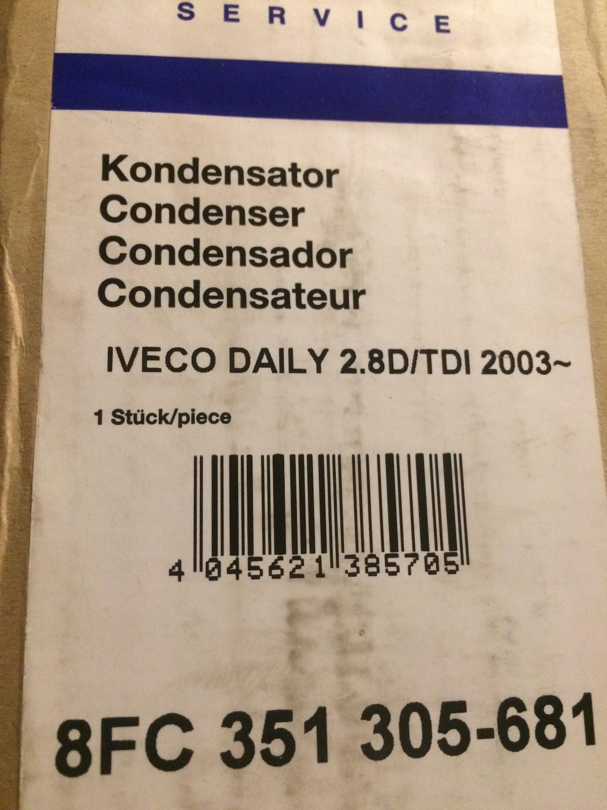 AC Air Conditioning Condenser Iveco Daily 03-on 2.8d 2.8 TDi 8FC351305-681 Hella