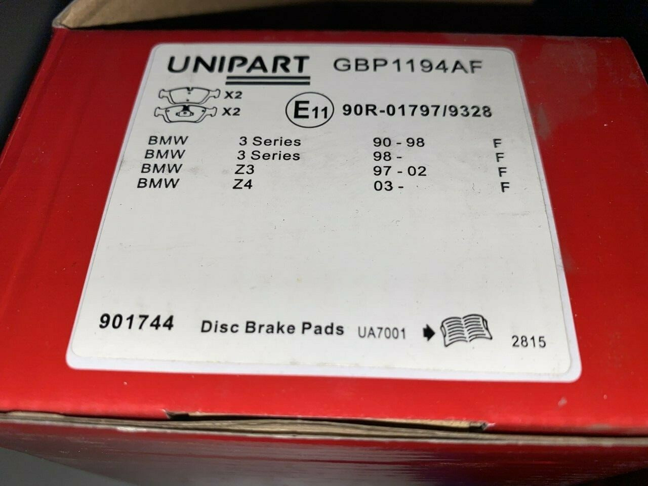 Unipart GBP1194AF Front Brake Pad Set fits BMW
