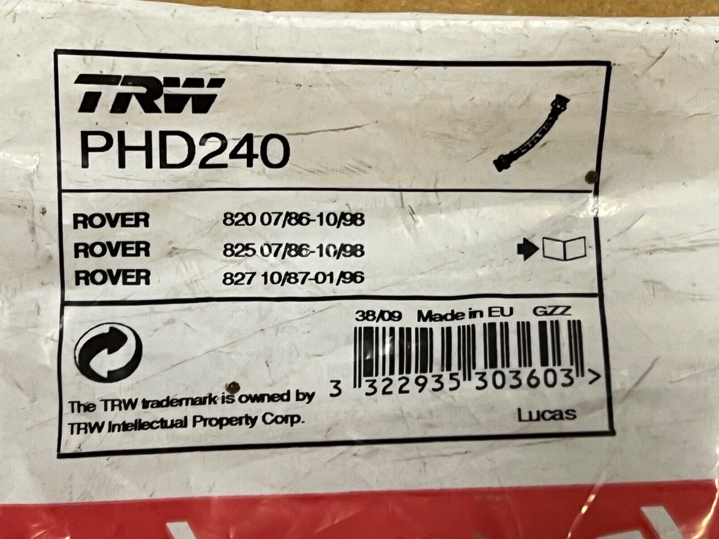 TRW PHD240 Rear Right Hand Off Side Brake Flexi Hose fits Rover