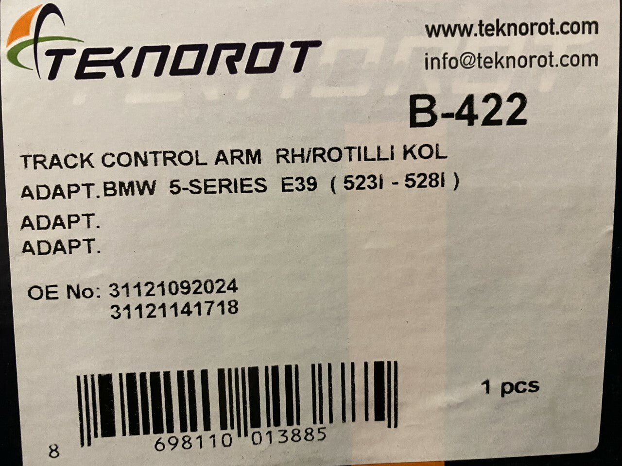 Teknorot B-422 Upper Track Control Arm Front Right Hand Side fits BMW E39