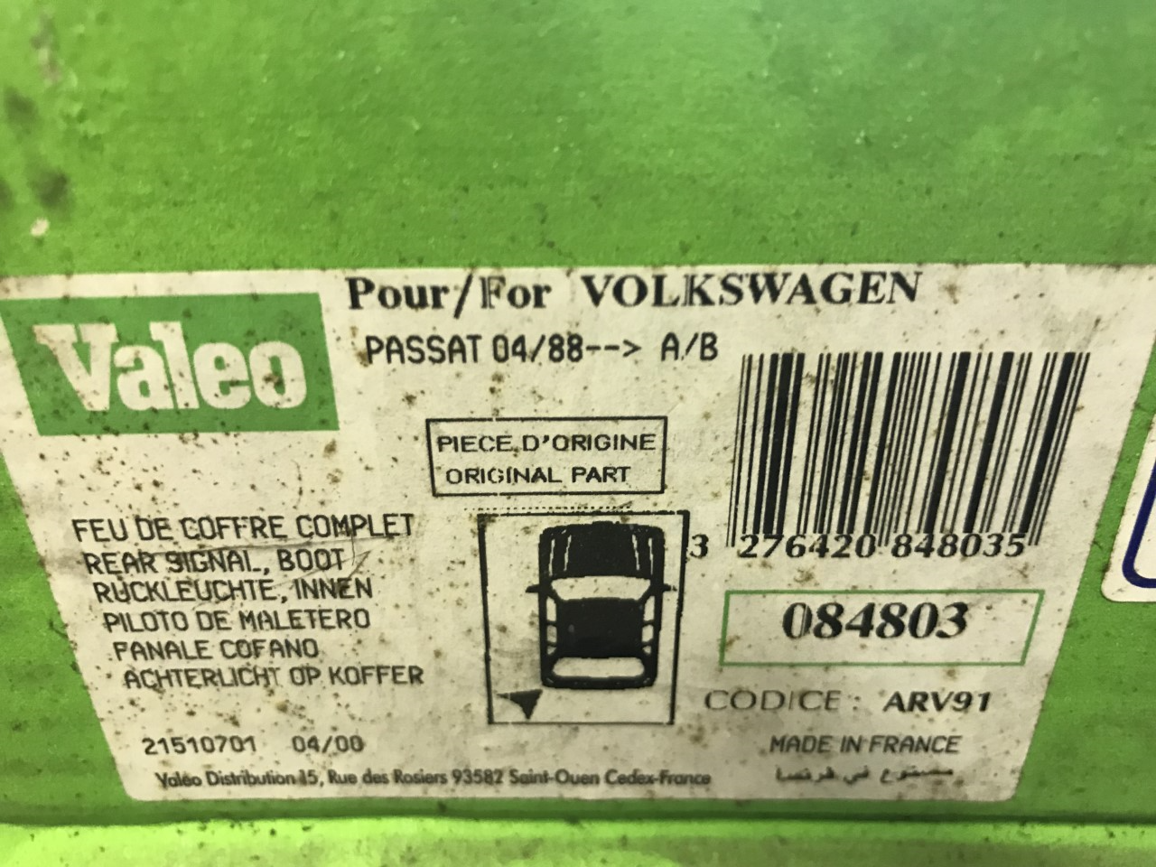 Rear Inner Near Side Left Hand Lamp Light VW Passat Estate 1988-93 Valeo 084803