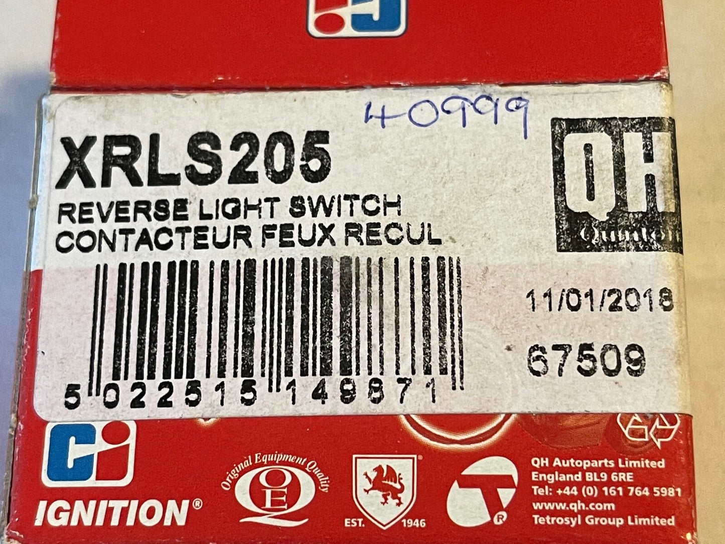 QH / CI XRLS205 Reverse Light Switch fits Dacia Nissan Renault Vauxhall