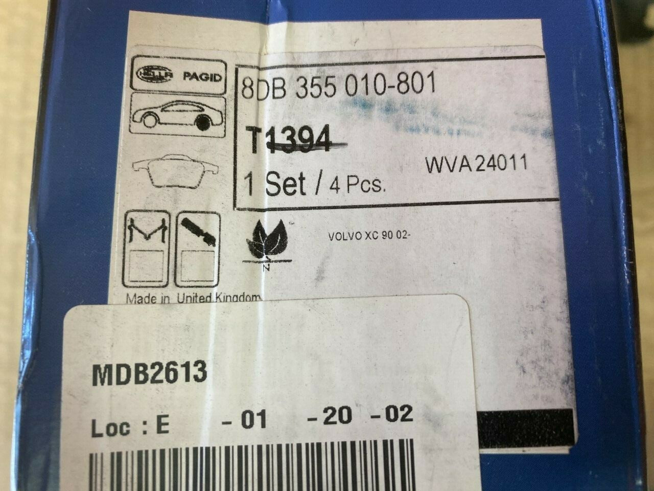 Hella-PAGIDT1394 8DB355010-801 Rear Brake Pad Set fits Volvo