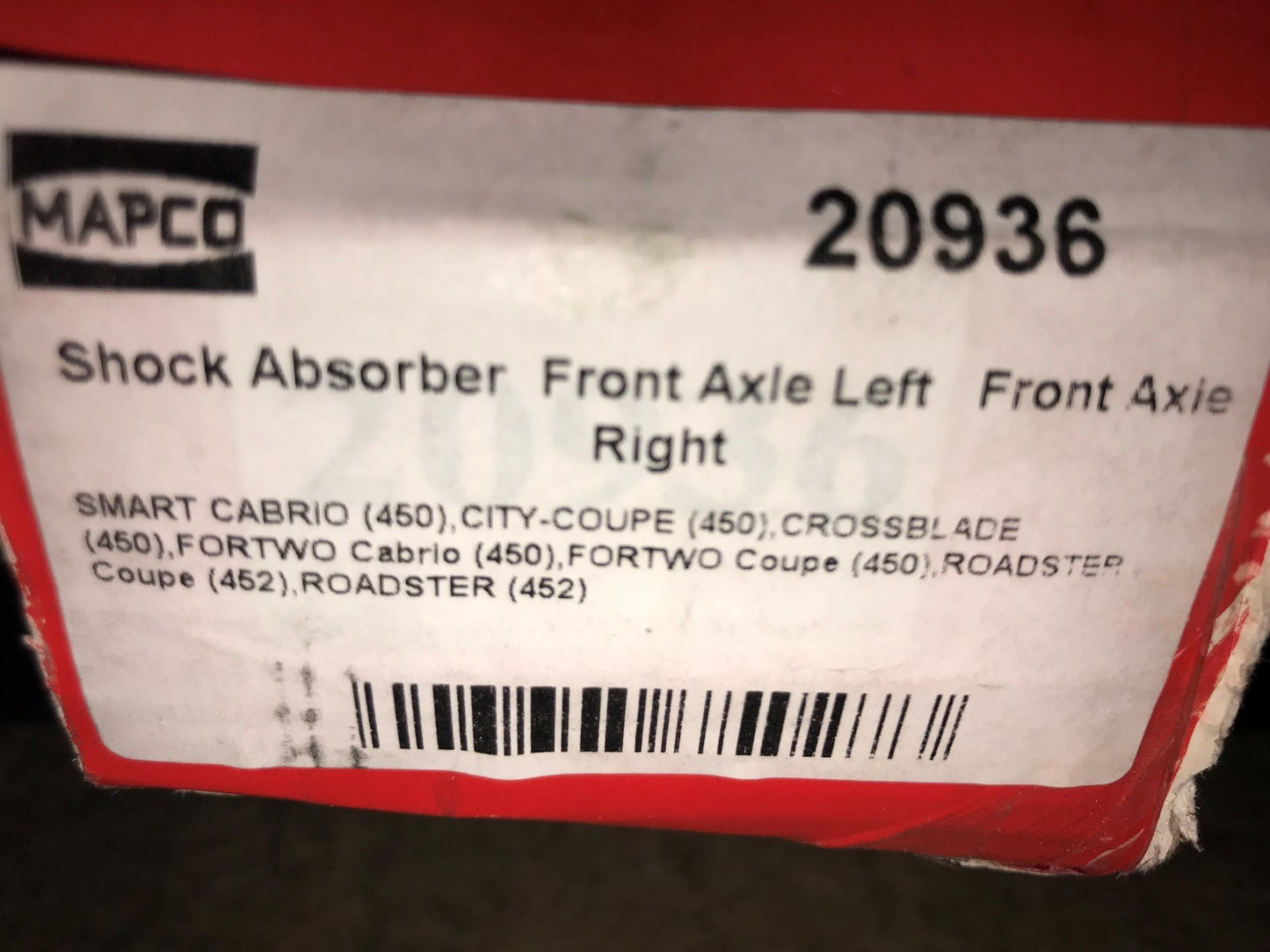 Front Shock Absorber Smart Cabrio City-Coupe Fortwo Crossblade 20936