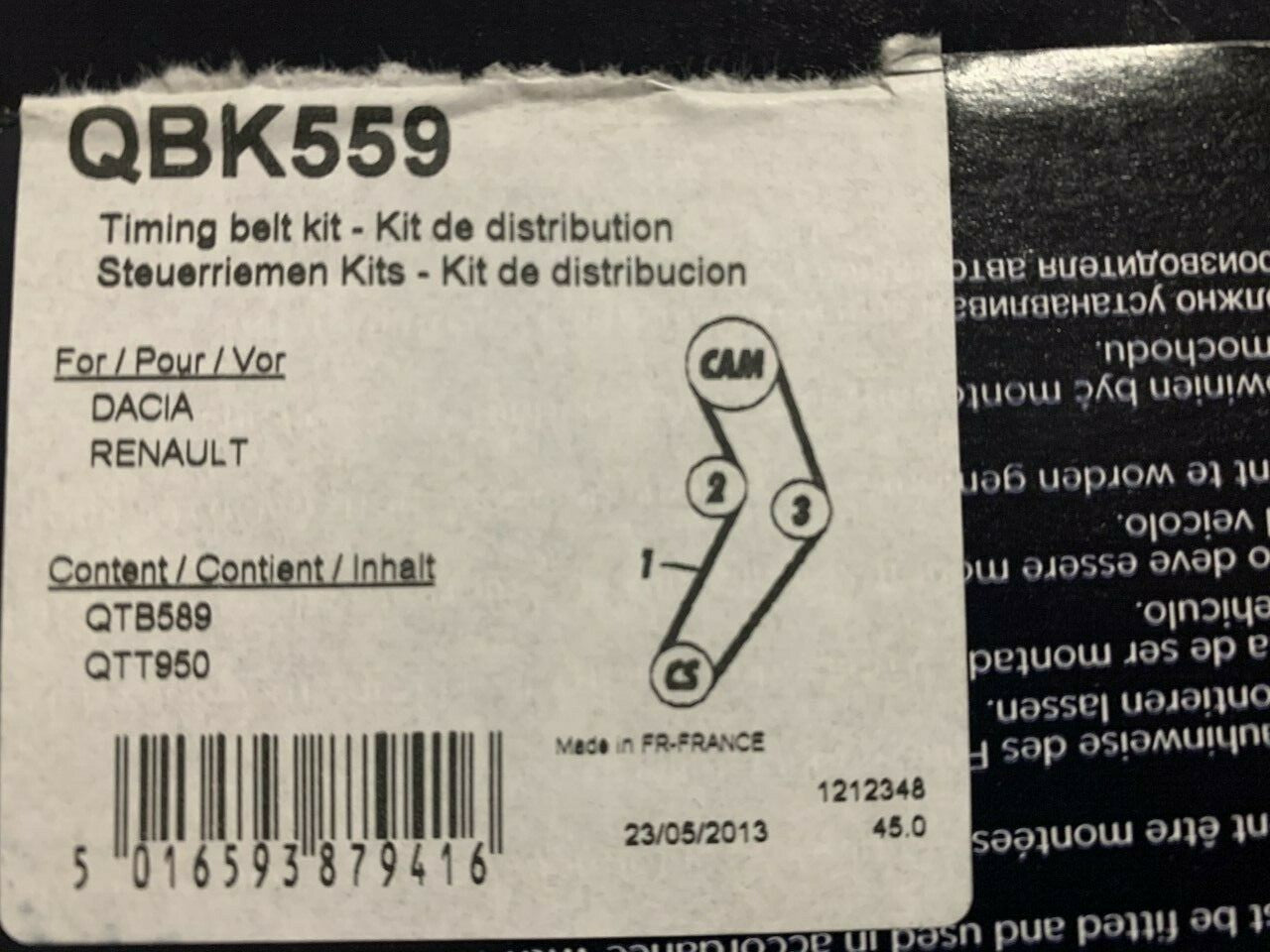 QH QBK559 Timing Belt Kit fits Dacia Renault