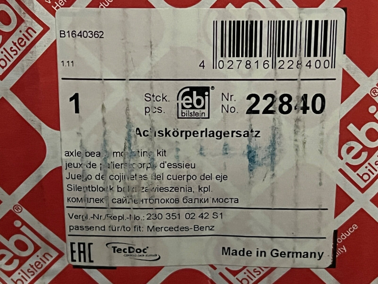 Febi 22840 Rear Axle Beam Repair Kit fits Mercedes