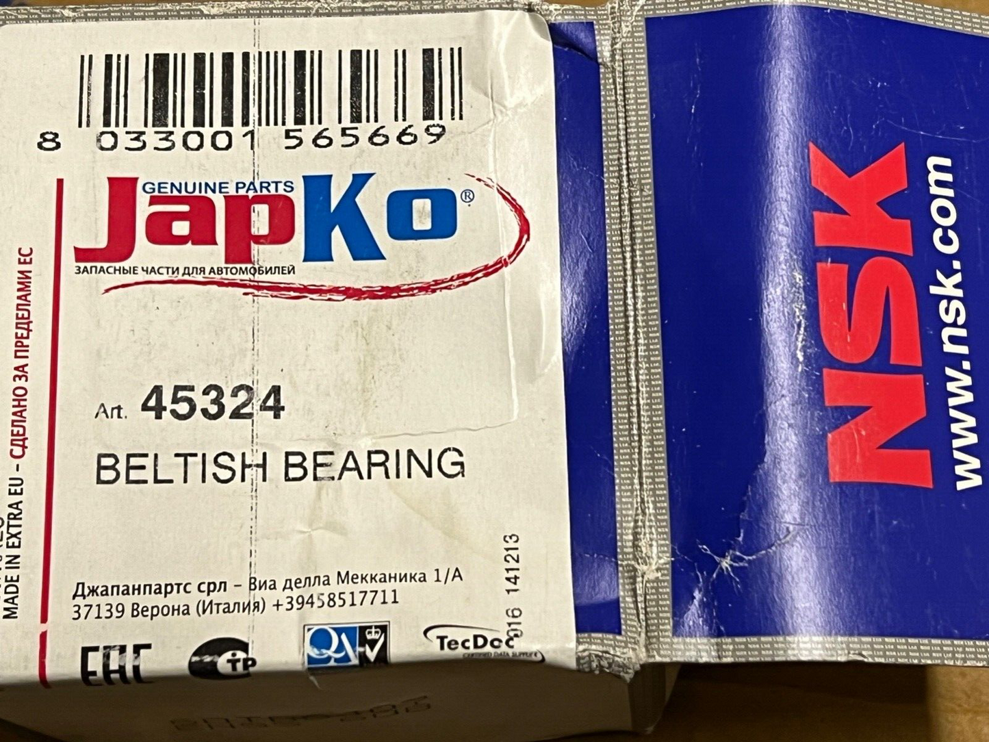 45324 Japko TIming Idler Bearing fits Mazda 929 III Saloon (HC)