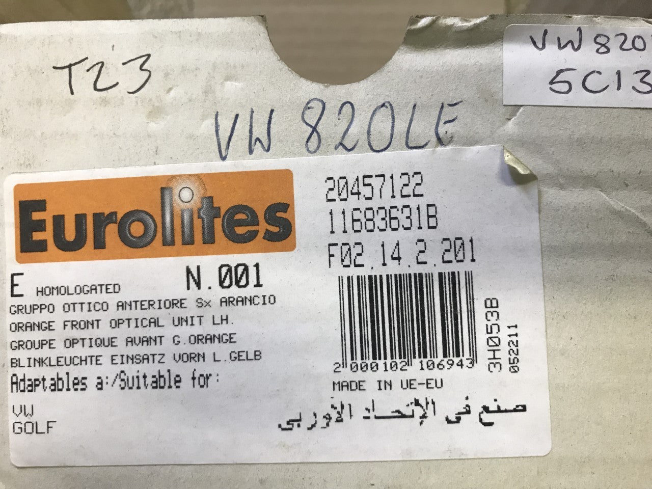 Front Bumper Indicator Light Lamp Near Side Left VW Golf 1991-1998 20457122