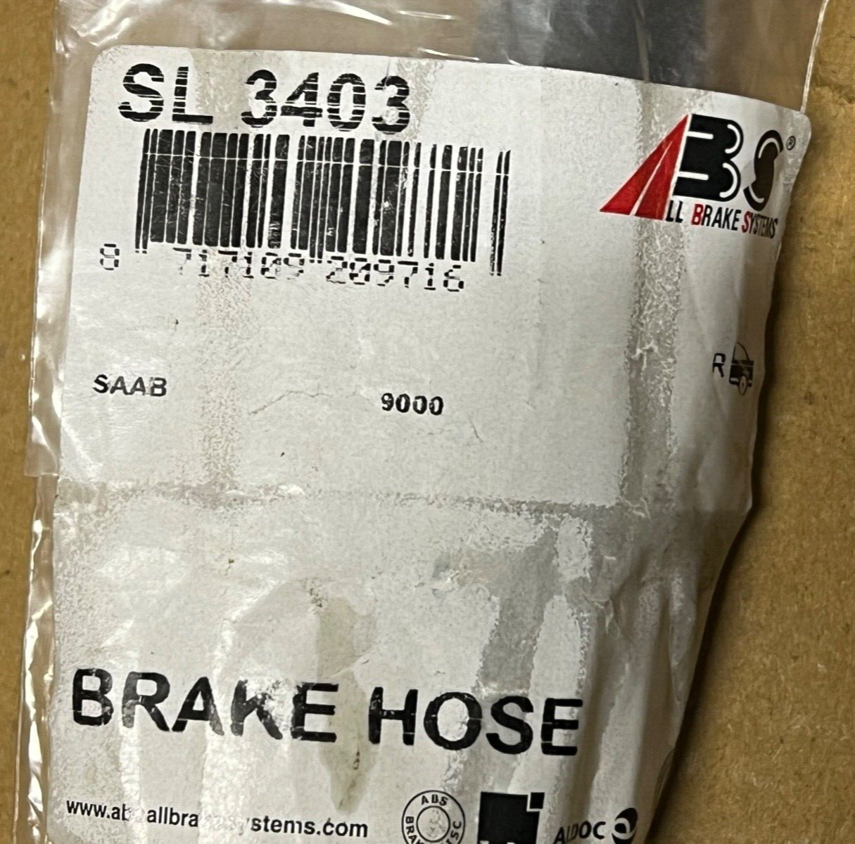 ABS SL3403 Rear Flexi Brake Hose fits Saab 900 9000