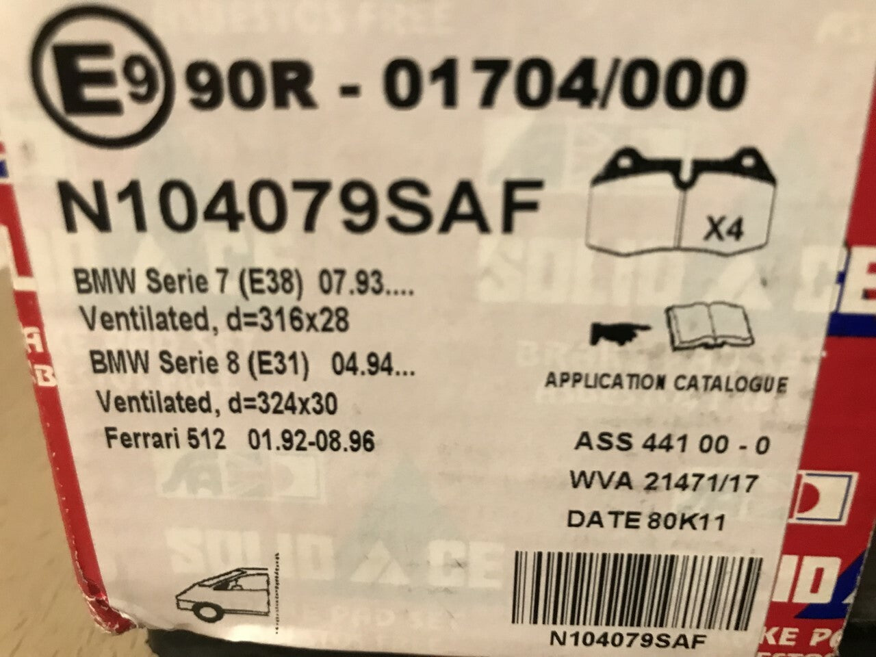 Front Brake Pads BMW 7 Series BMW 8 Series SolidAce N104079