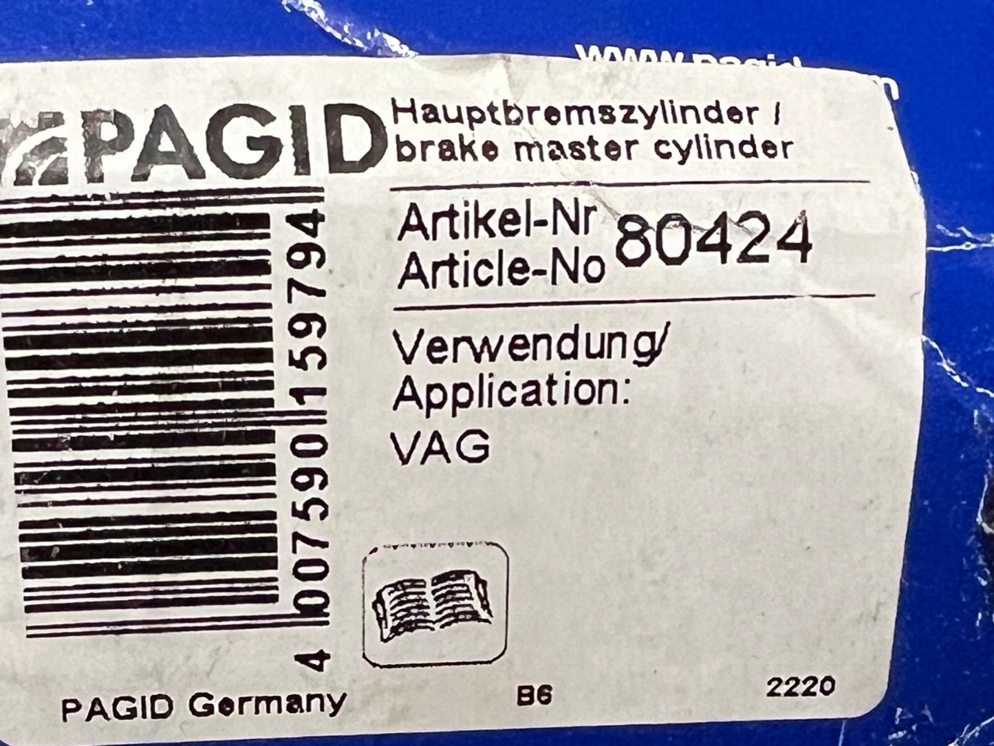 80424 Pagid Brake Master Cylinder fit VW Vento 1H2 1.4 1.6 1.8 1.9D 1991-1998