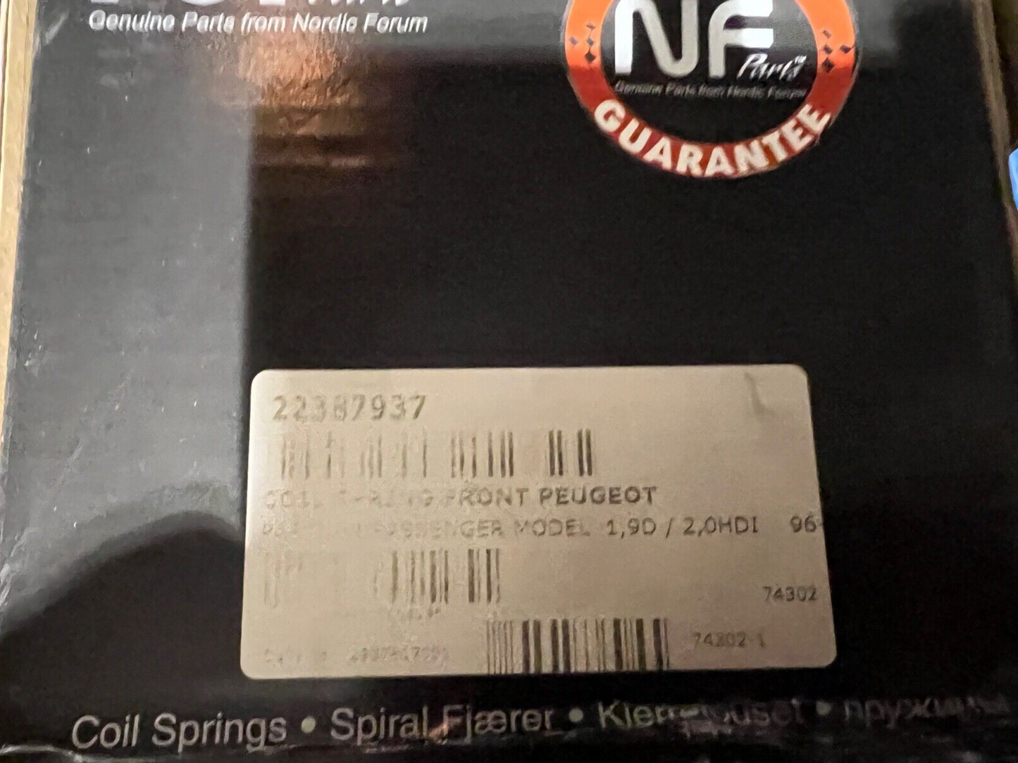 Front Coil Spring fits Peugeot NF 22387937