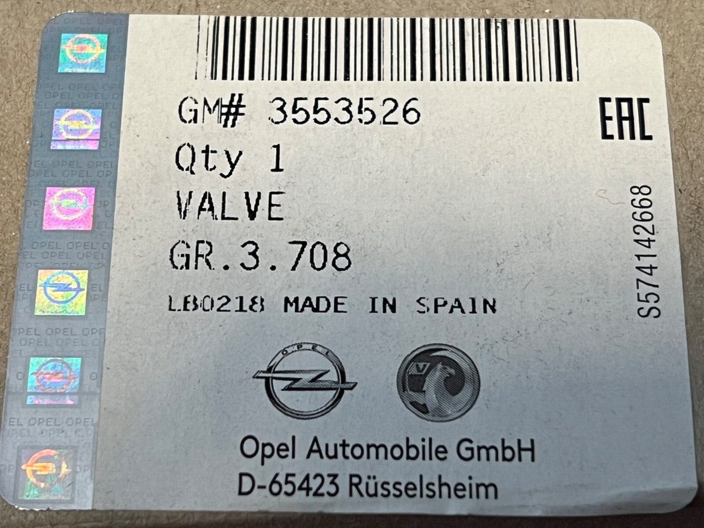 Genuine Vauxhall 3553526 Vacuum Solenoid Relay fits Crossland & X Peugeot 5008