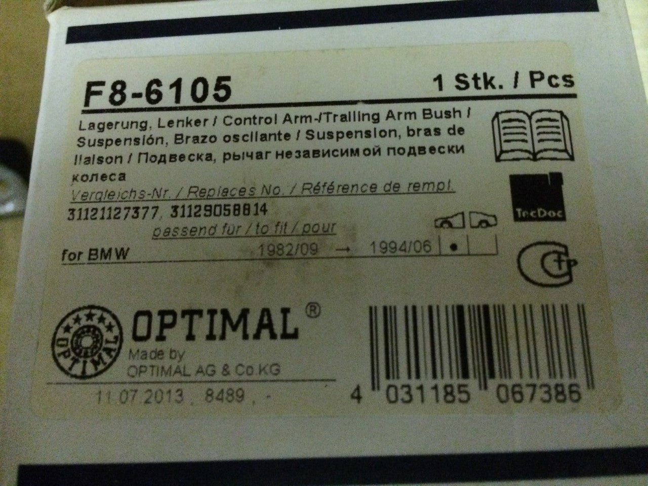 Front Left Hand Wishbone Bush BMW 3 Series E30 Z1 Opel Calibra VW Passat F8-6105