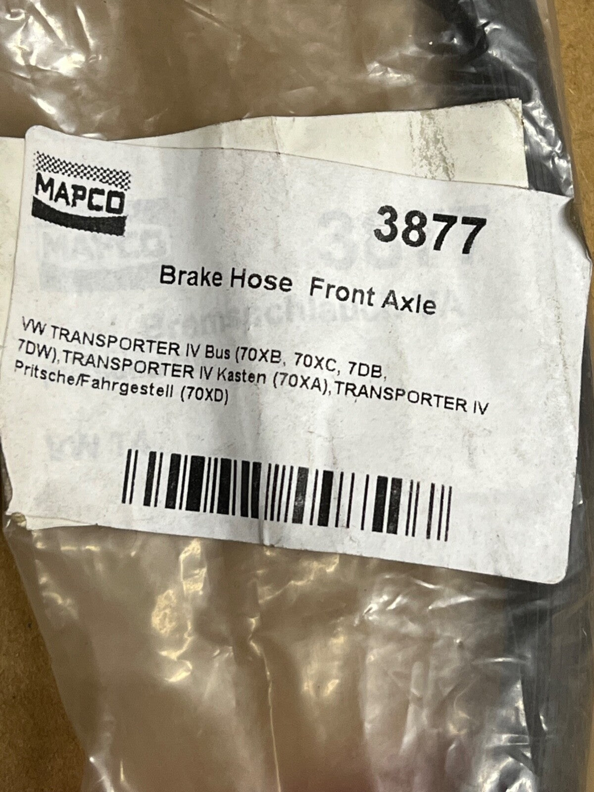 Mapco 3877 Front Off Side Right Flexi Brake Hose 340 mm fits VW Transporter T4