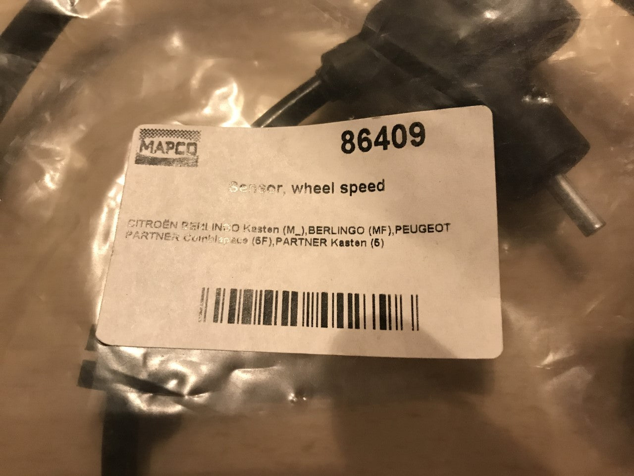 ABS Sensor Citroen Berlingo 96-05 Peugeot Partner 96-16 Mapco 86409 *Bargain*