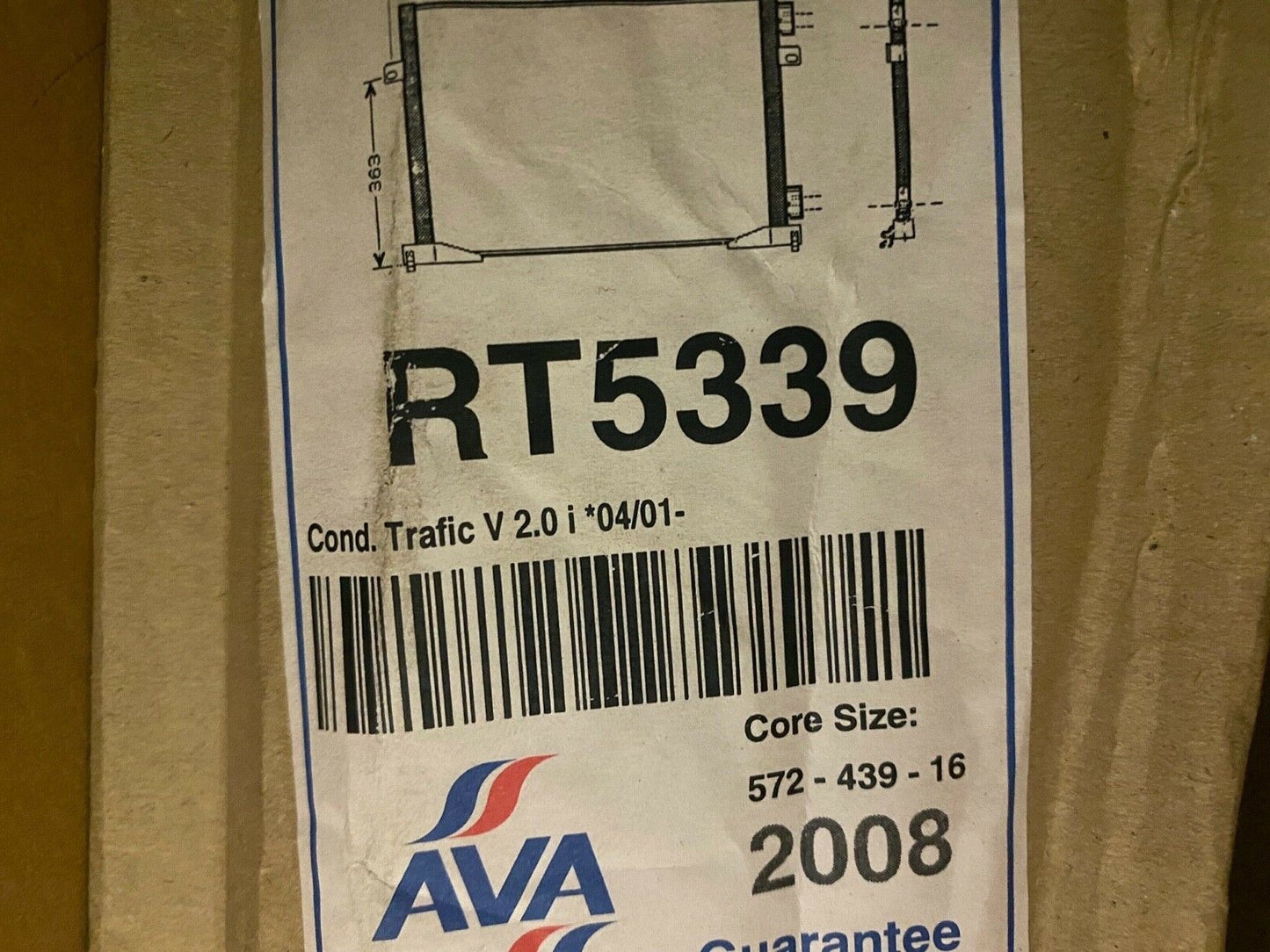AVA RT5339 Air Conditioning Condenser fits Renault Trafic Vauxhall Vivaro Nissan
