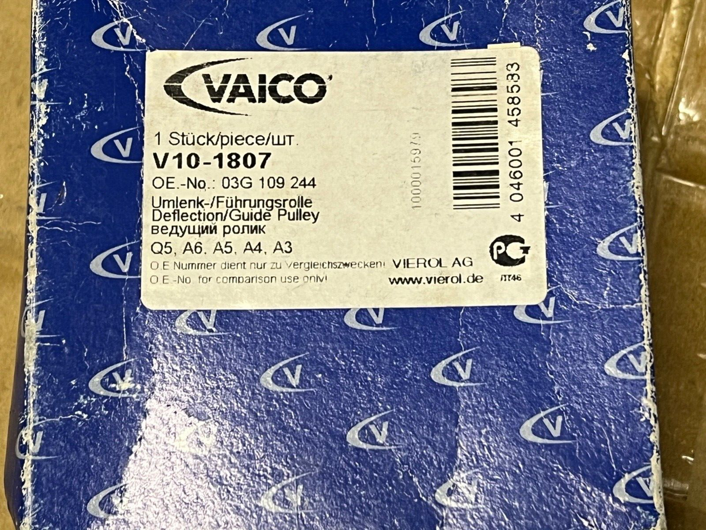 Vaico V10-1807 54-0382 Timing Belt Pulley fits Audi Seat Skoda VW Chrysler Dodge