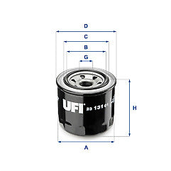 UFI 23.131.01 Oil Filter fits Daewoo Daihatsu Suzuki