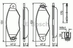 Bosch 0986424455 Front Brake Pad Set fits Nissan Renault