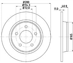 Ashika 61-03-317 MDC1717 Rear Solid Brake Discs Pair fits Mazda