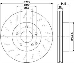 Mintex MDC2214 MDC2214C Front or Rear Perforated Brake Disc fits Mercedes