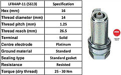 NGK LFR4AP-11 5613 Spark Plug set of 4