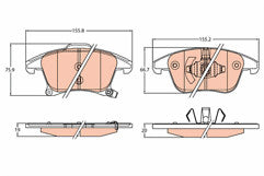 TRW GDB2092 Front Brake Pad Set fits Citroen Peugeot Ford