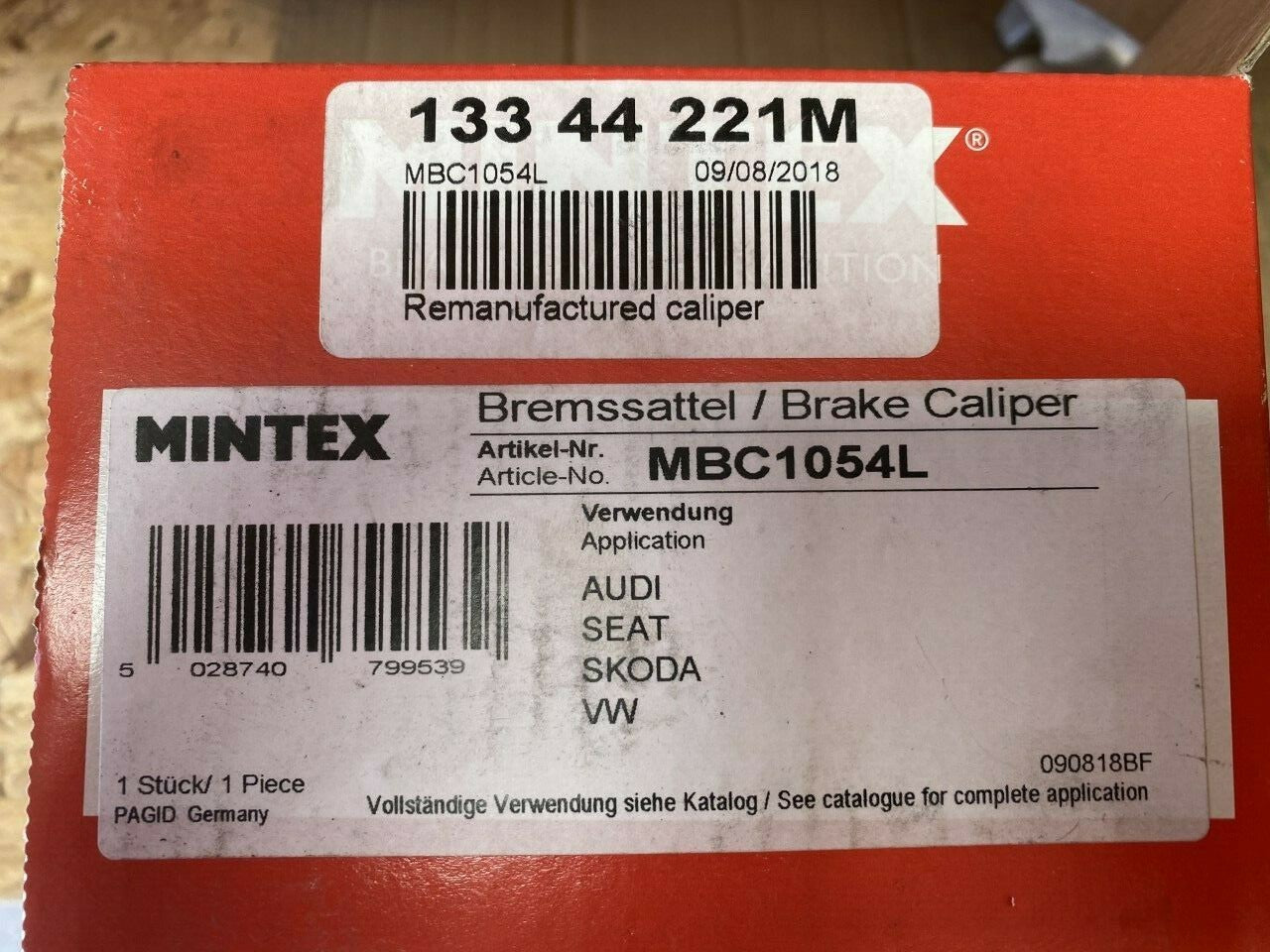 Mintex MBC1054L CA1946 Brake Caliper Left fits Audi Seat Skoda VW Volkswagon