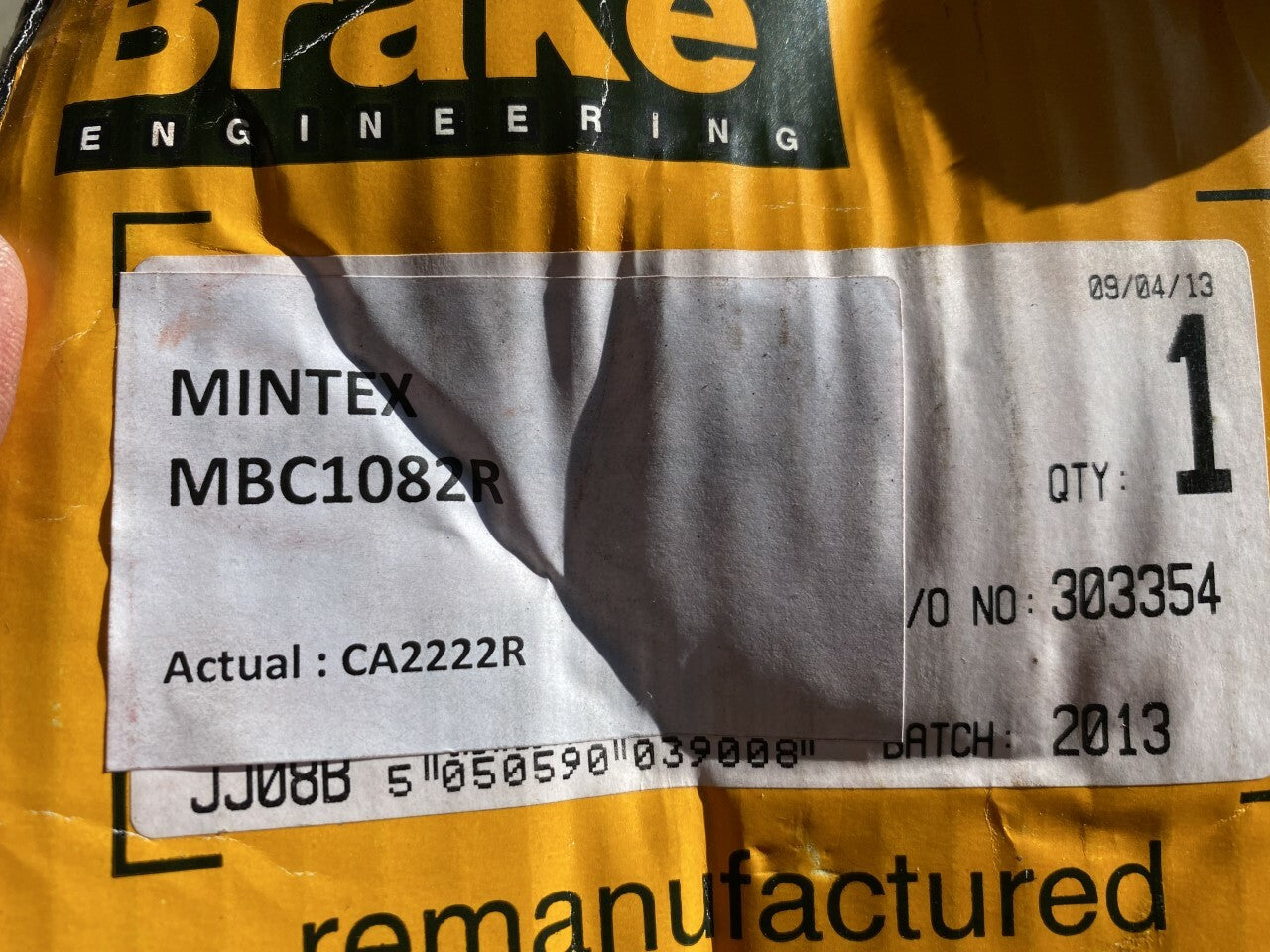 Brake Engineering CA2222R MBC1082R Brake Caliper Right Hand Side