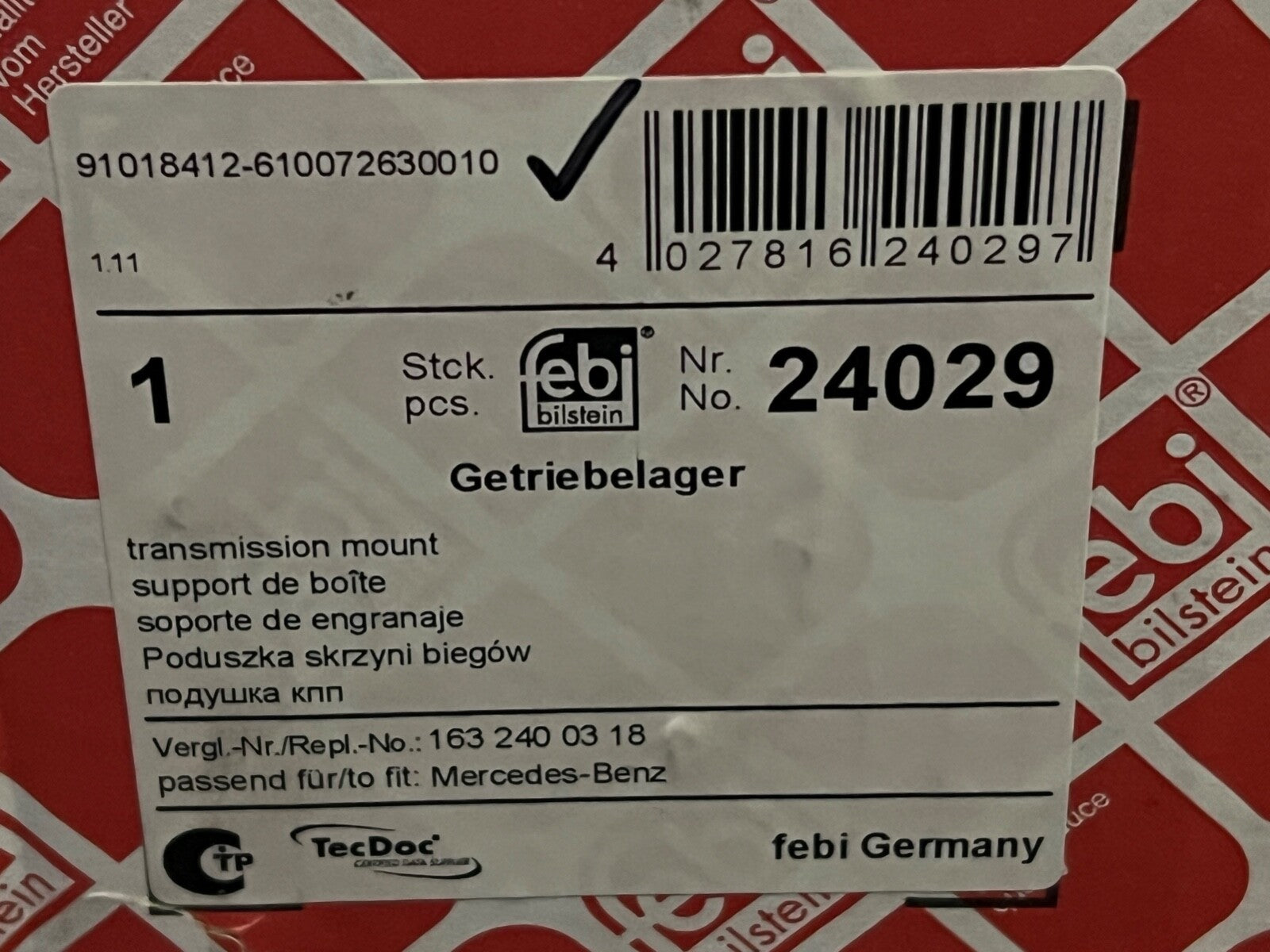 febi 24029 Gear Box Transmission Bush Mount for Mercedes M Class