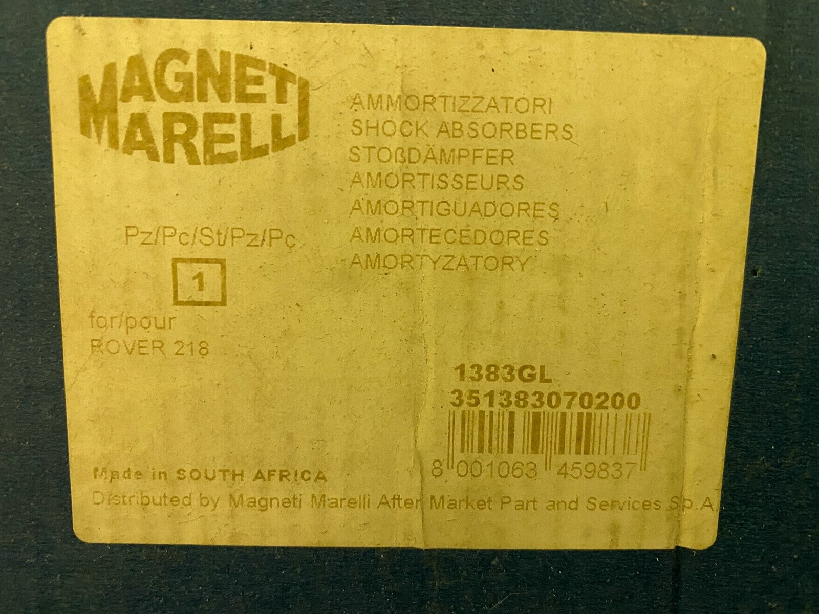 Magneti 351383070200 1383GL Front Shock Absorber Left Hand Near fits Rover 218