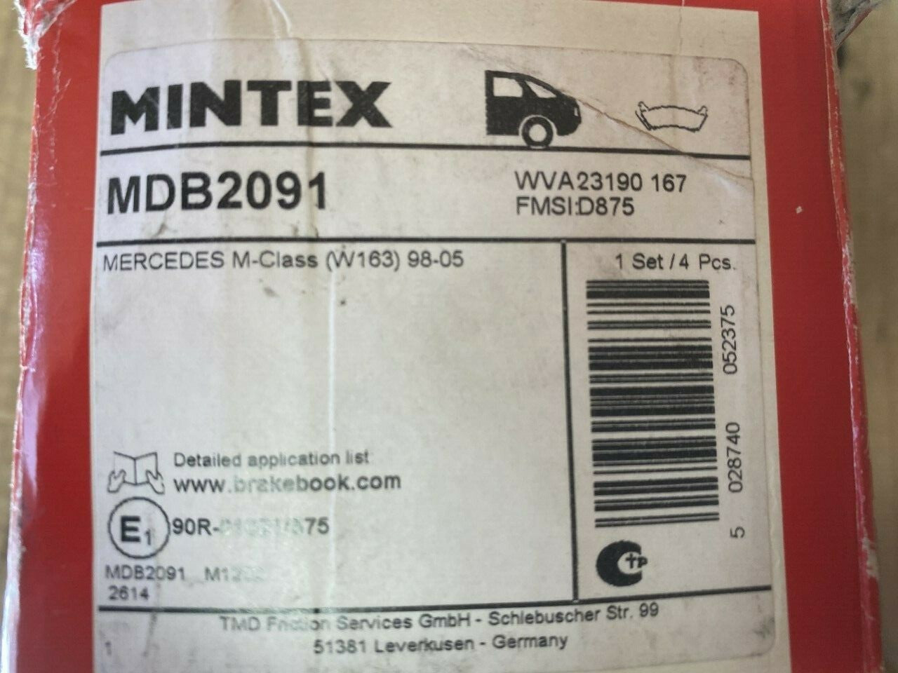 Mintex MDB2091 Rear Brake Pad Set fits Mercedes