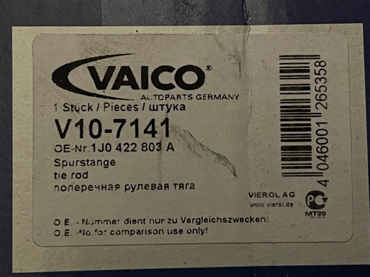 Vaico V10-7141 Tie Rod Inner Rack End Audi A3 VW Golf Beetle Skoda Octavia