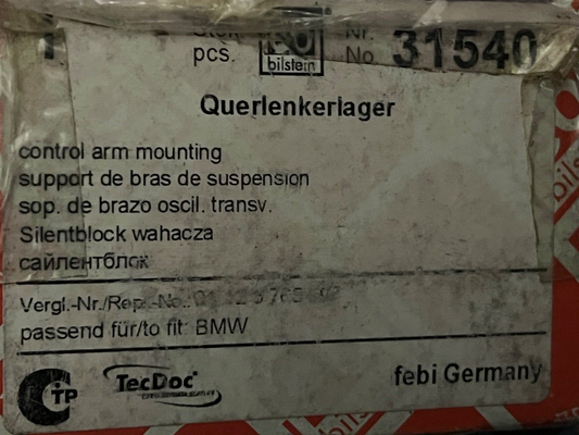 febi 31540 Suspension Control Arm Bush fits BMW 1 Series 3 Series X1