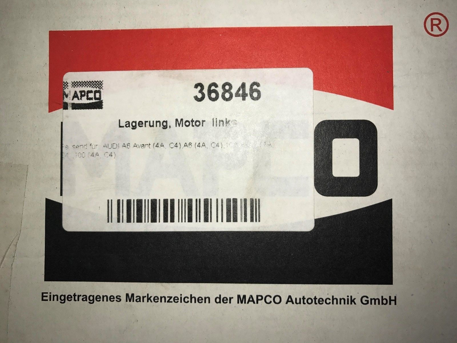 Front Engine Mount Audi 100 90-94 Audi A6 94-97 incl Quattro Mapco 36846