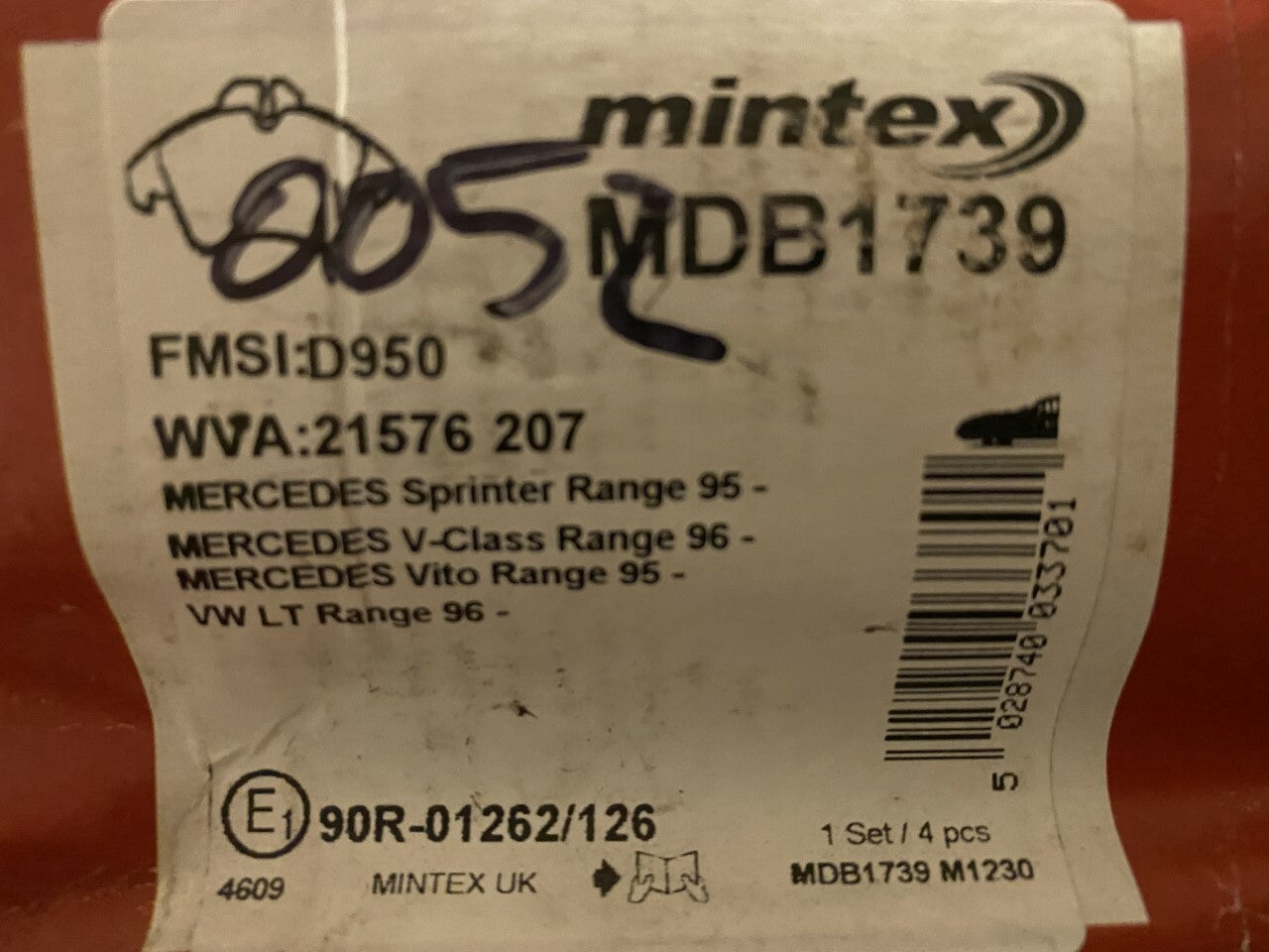 Mintex MDB1739 Front Brake Pad Set fits Mercedes Sprinter VW 