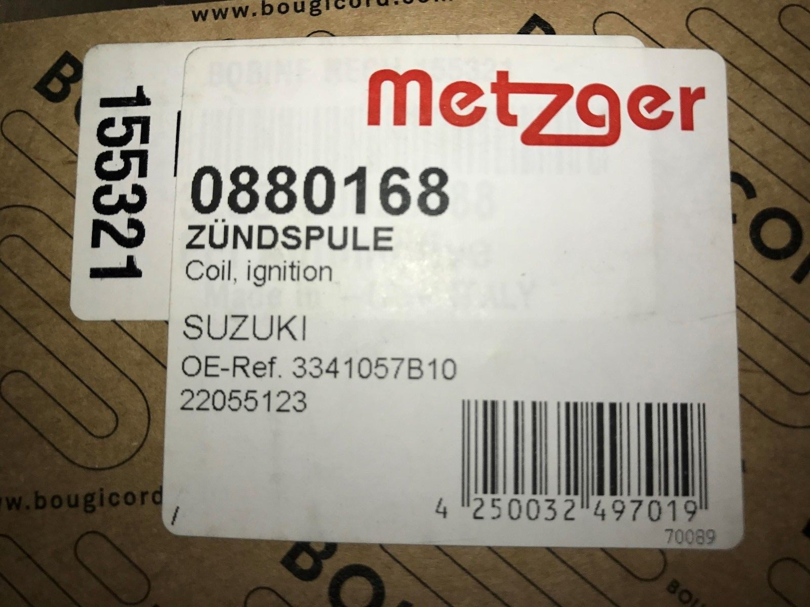 Ignition Coil Suzuki Grand Vitara Sumural Vitara & Cabrio 0880168 Metzger *NEW*