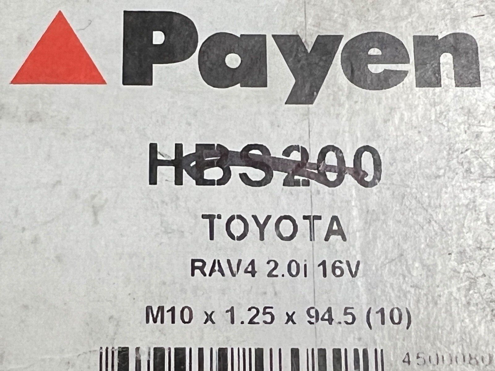 Payen HBS200 Head Bolts fits Toyota RAV4 2.0i 16v M10 x 1.25 x 94.5 (10 Bolts)
