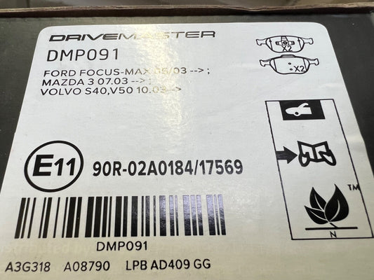 Front Brake Pads fits Ford C Max Mazda 3 Volvo S40 Volvo V50 Drivemaster DMP091