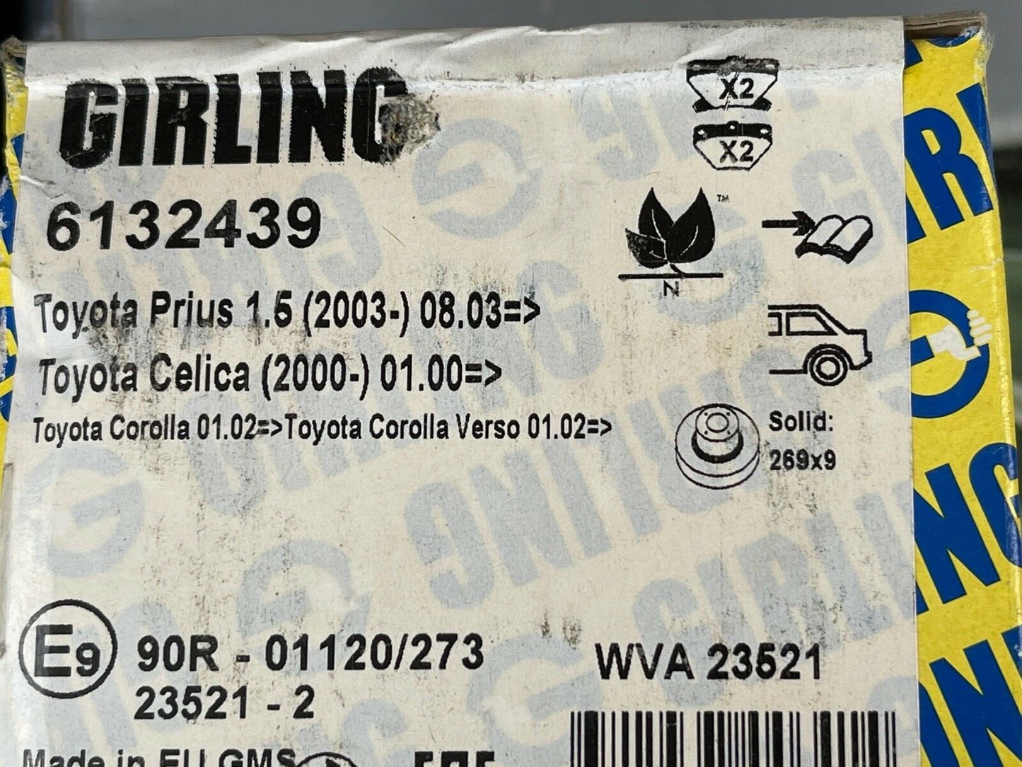 Girling 6132439 GDB3243 Rear Brake Pad Set fits Toyota