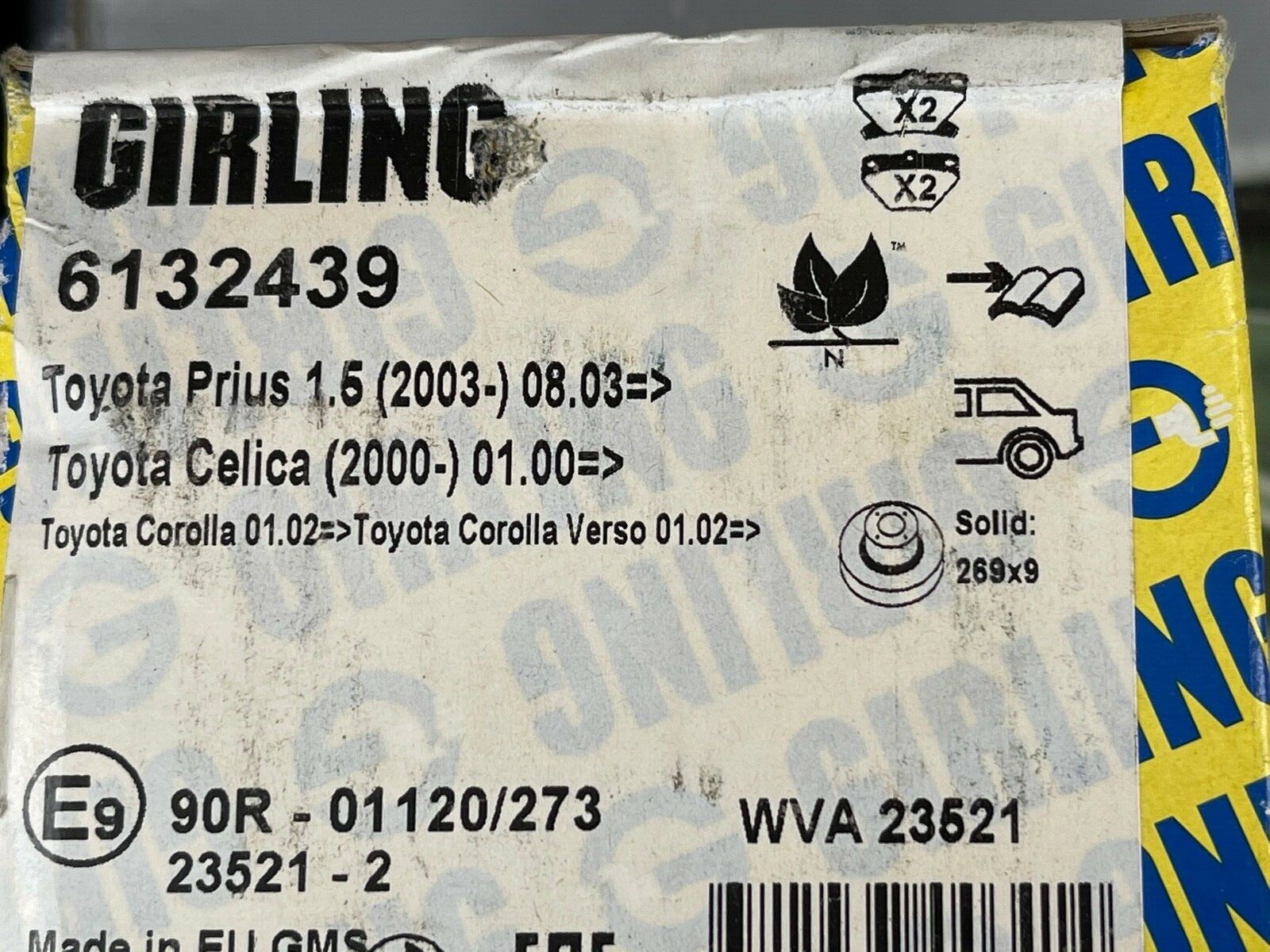 Girling 6132439 GDB3243 Rear Brake Pad Set fits Toyota