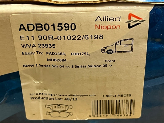 Allied Nippon ADB01590 Brake Pad fits BMW 1 Series 2004- 3 Series 2005-