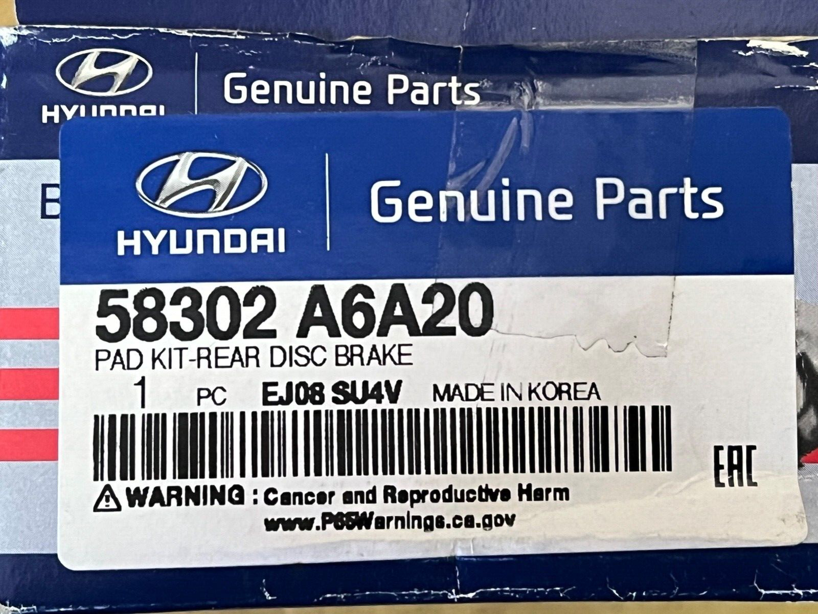 Genuine Hyundai 58302A6A20 Rear Brake Pads fits Hyundai Kia