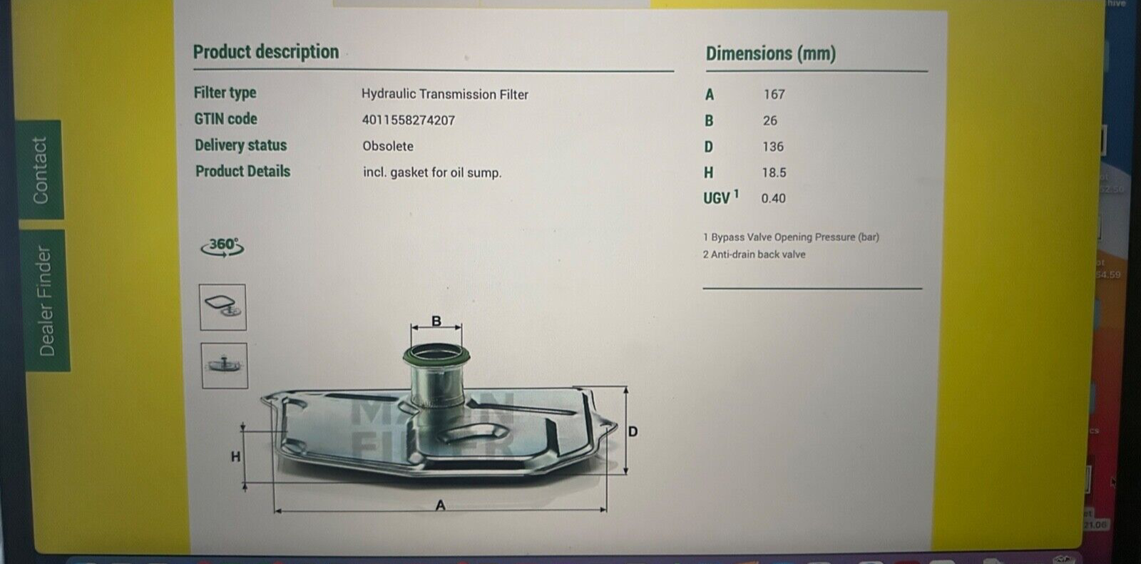 H1810/2 KIT Mann Filter Hydraulic Auto Transmission Kit