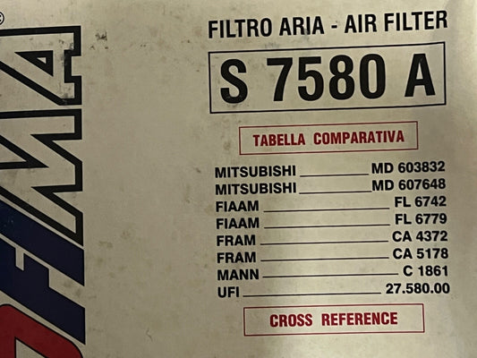 Sofima Air Filter - S7580A fits Mitsubishi MD603832 CA4372