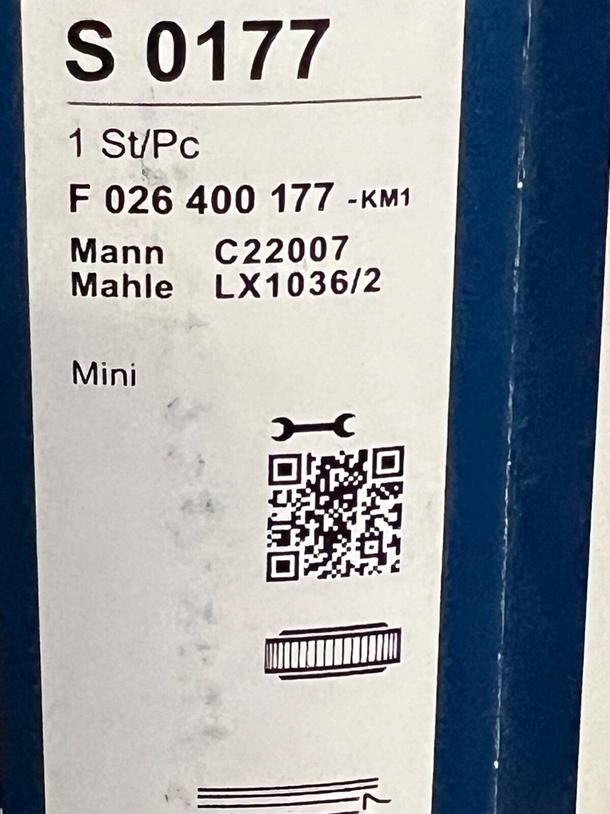 Bosch S0177 F026400177 Air Filter fits Mini 2003-2006